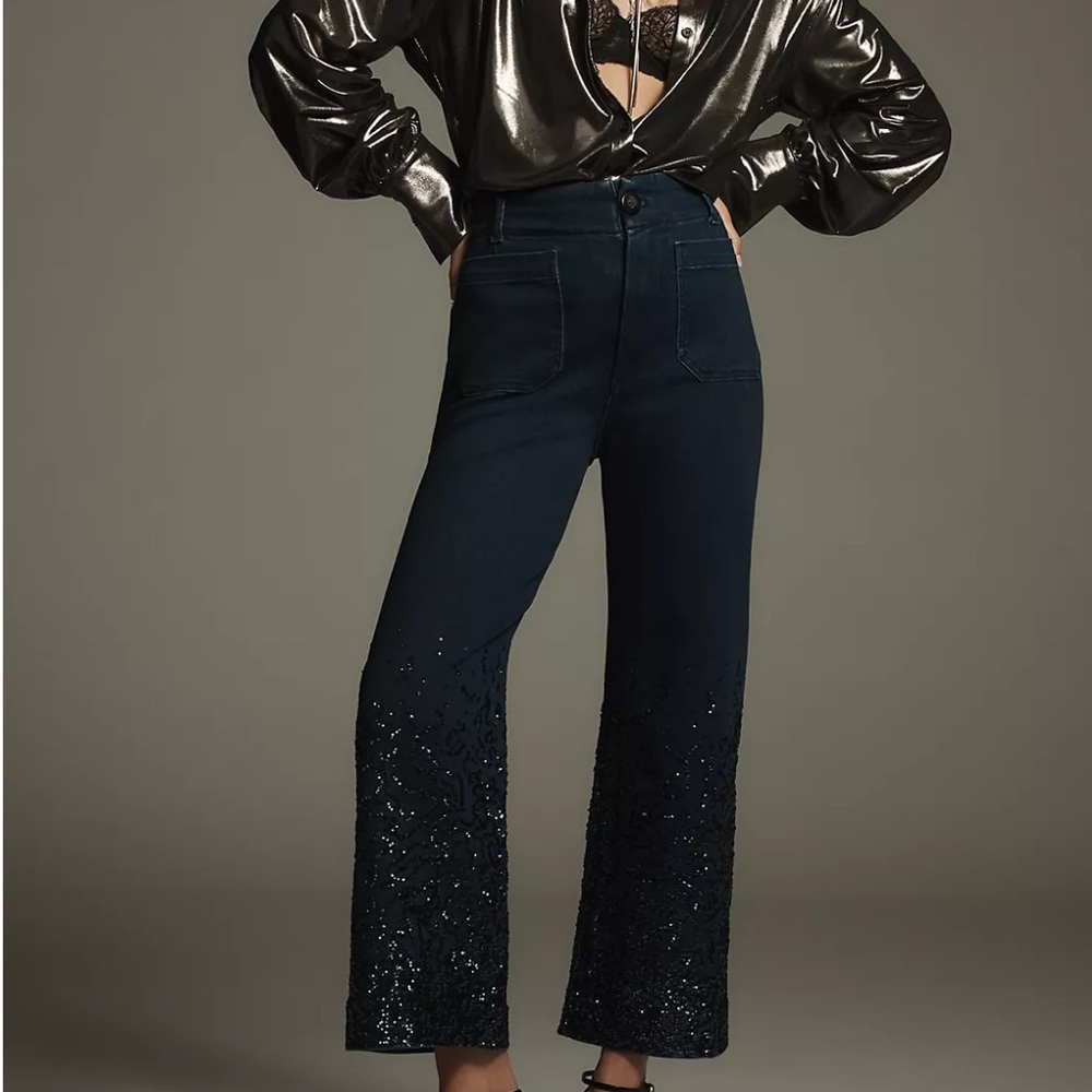 Colette Cropped High Rise Wide Leg Jeans by Maeve